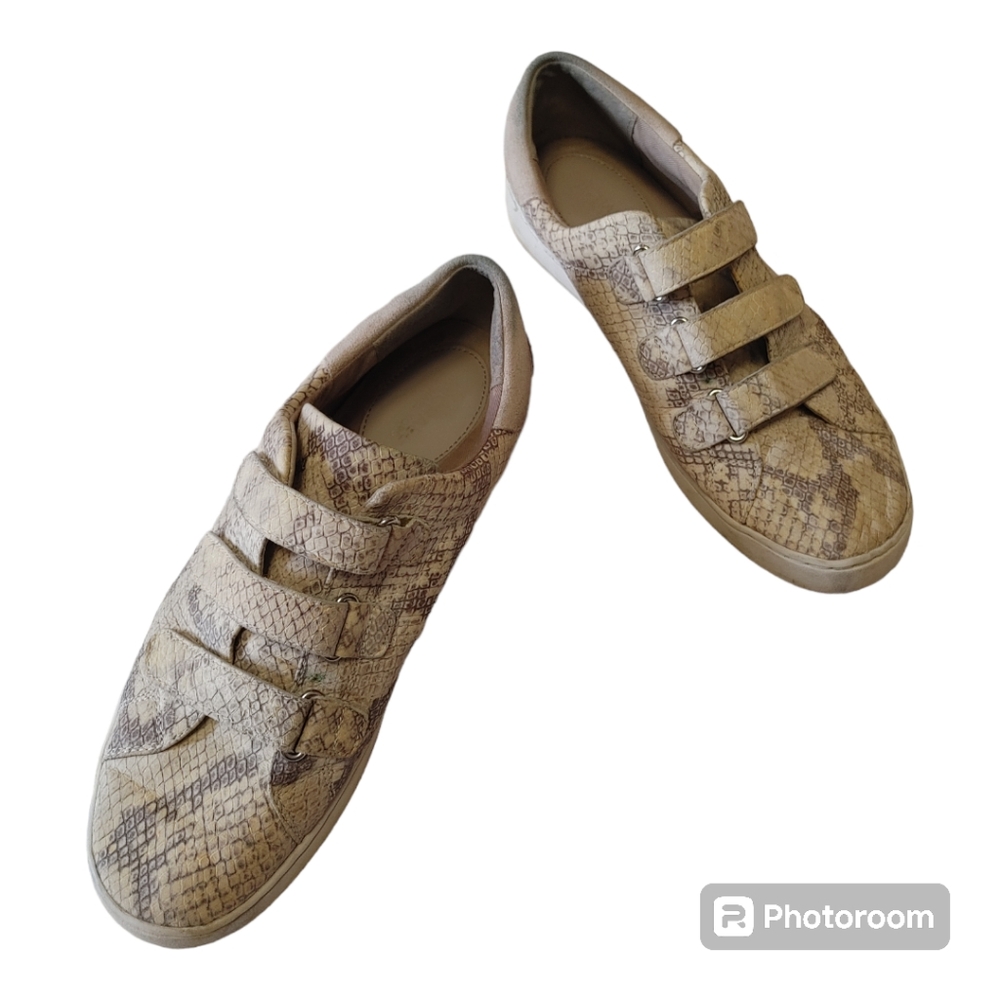 MICHAEL KORS Leather Snake Print Velcro Sneakers Size 8